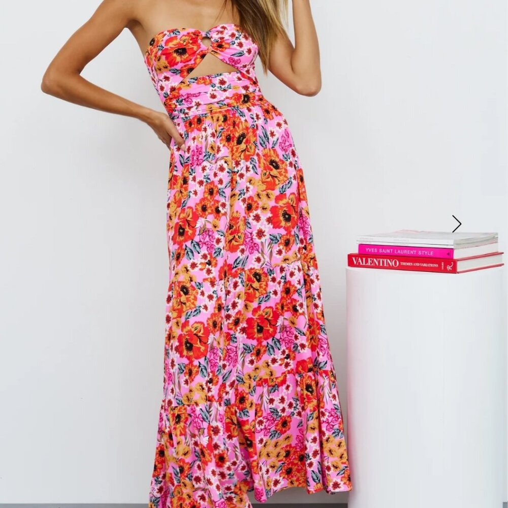 [NWT] Speak To My Heart Strapless Midi Dress Pink XS